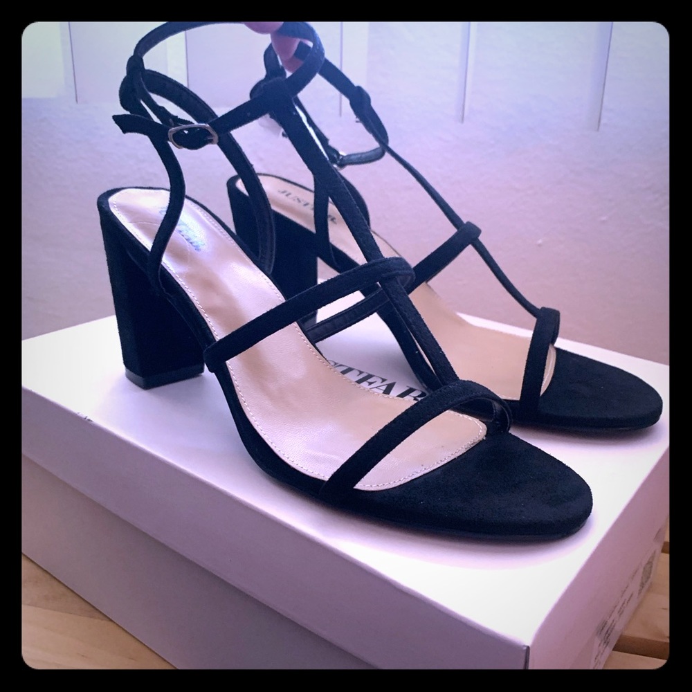 Black strappy block heels - Picture 1 of 3